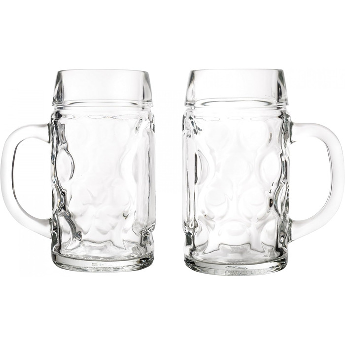 Набір скляних пивних кухлів Van Well з ручкою, 0,5 л, 2 шт. — мірні келихи для пива, придатні для посудомийки, для гастрономії