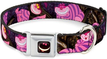 Нашийник для собак Buckle-Down з пряжкою - Cheshire Cat Tree Poses, ширина 2.5 см, розміри M (11-17 см), L (15-26 см)