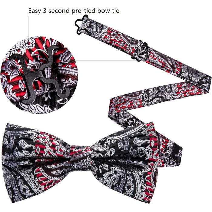 Краватка-метелик Barry.Wang для чоловіків, візерунок пає, шовк, нагрудна хустинка та запонки, для весілля, вечірки, формальних заходів. Чорний, червоний, сірий