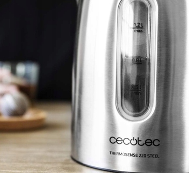 Електричний чайник Cecotec ThermoSense 220, 1630 Вт, 1,2 л, сріблястий/сірий