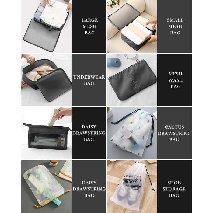 Набір органайзерів для валізи 18 шт., водонепроникні Packing Cubes, чорний - ідеальний органайзер для подорожей з сумкою для одягу