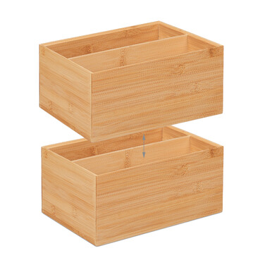 Relaxdays Bamboo Storage Box with 2 Compartments