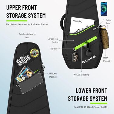 CAHAYA Softshell Сумка для електрогітари Outdoor - 12 мм підкладка, Gigbag з кишенями, патчі DIY, для ST, LP, Tele