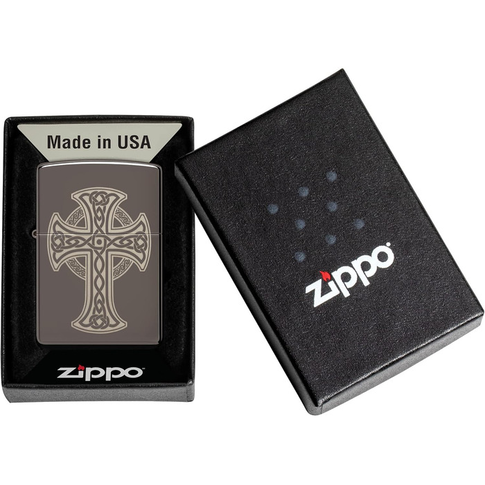 Запальничка Zippo з лазерним гравіюванням, кельтський хрест, чорна
