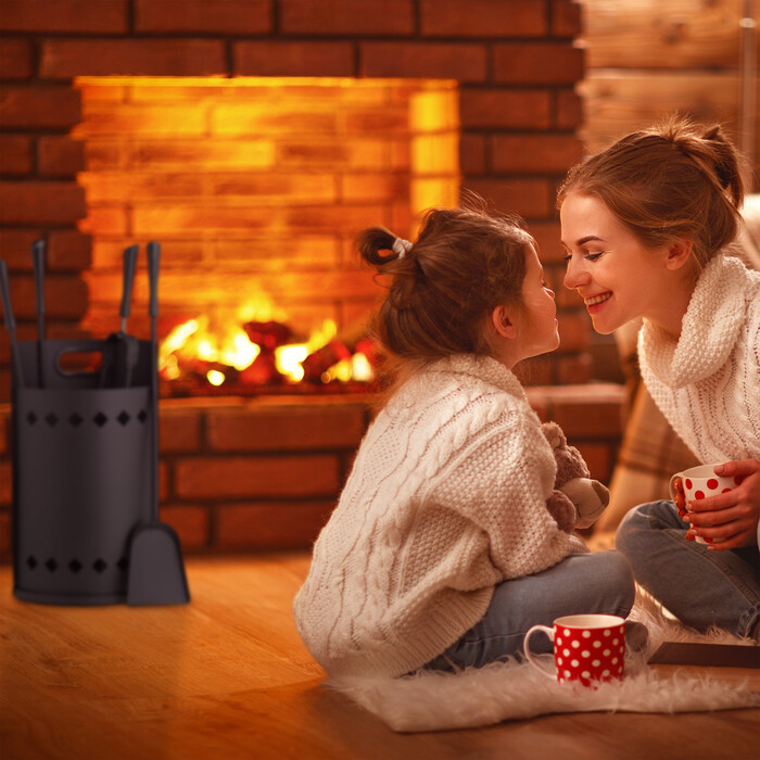 Relaxdays Fireplace Set with Bucket, 5-Piece