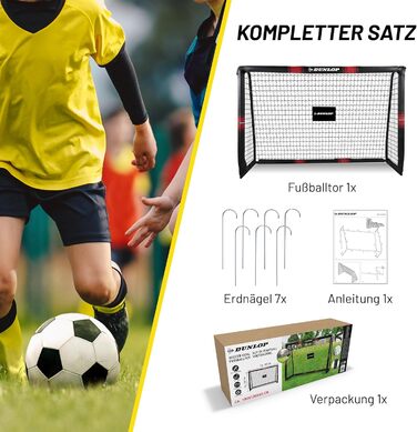 Dunlop Football Goal - Metal Soccer Goal Post - Training Accessory for All Ages - Easy Assembly - 180x120x60cm, 240x160x85cm, 120x300x200cm - Black/Red