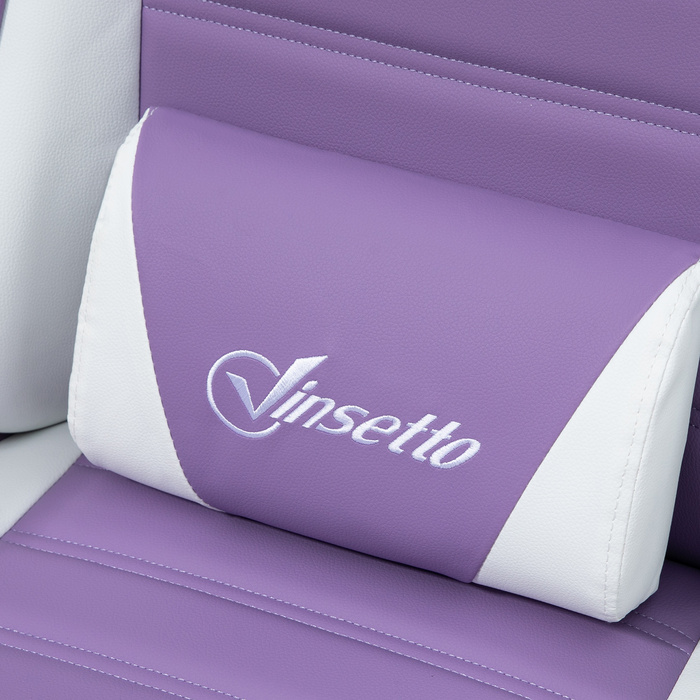 Ігрове крісло Vinsetto Ergonomic Gaming Chair з підтримкою попереку, підставкою для ніг, ігровий диван з вушками, подушкою для голови, офісне крісло з регульованою спинкою та функцією відкидання, фіолетовий | Aosom