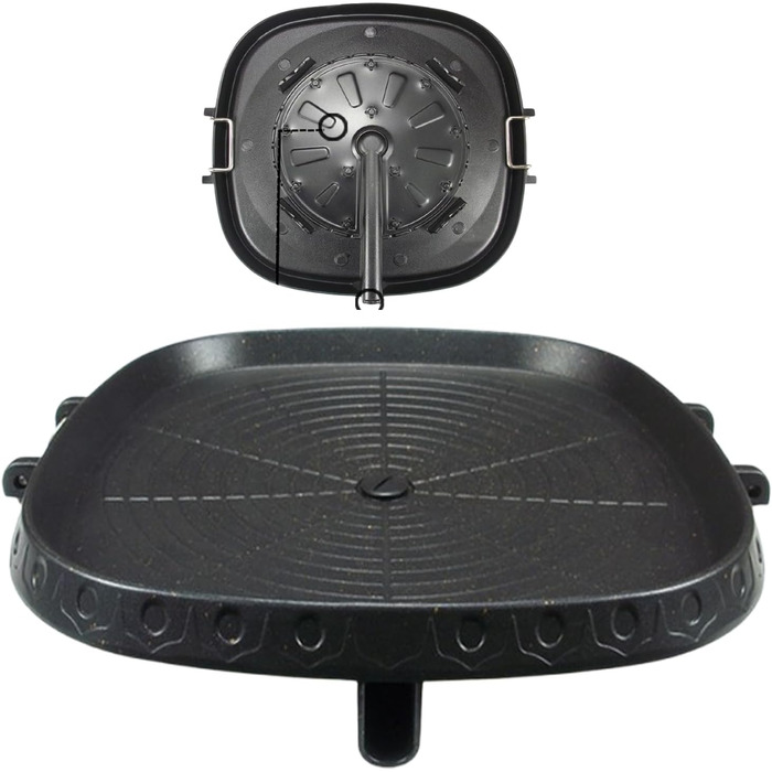 Square Korean-style grill pan with Maifan-coated surface, non-stick, smoke-free grill plate for indoor and outdoor use, grill, 32 x 32 cm