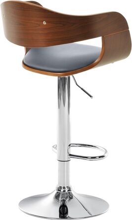Kingston Adjustable Bar Stool with Faux Leather Seat - Walnut/Gray
