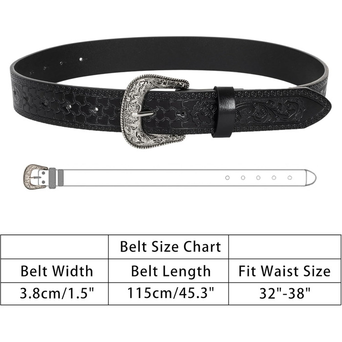 Жіночий/Чоловічий ремінь у стилі вестерн з пряжкою Cowboy - INOGIH, регульований, 30'-39'