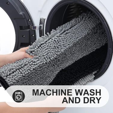 Килимок для ванної кімнати Homaxy з м'якого велюру, неслизький, швидковисихаючий, 40x60 см / 50x60 см (U-подібний), чорний