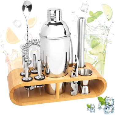 Набір для коктейлів 12 шт. з нержавіючої сталі з барним аксесуаром, 750 мл, повний набір бармена для дому або бару