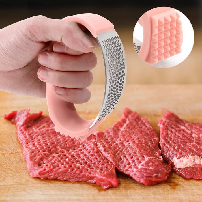 Пресувалка для часнику Bemodst з нержавіючої сталі 304, 2-в-1: пресувалка та очищувач часнику, ергономічна ручка, легка у використанні та чищенні, з щіткою для чищення часнику Rose