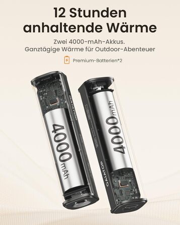 Електричний грієчка для рук Gaiatop 8000mAh з LED-ліхтариком, 2 шт. Магнітний, 3 температури, швидкий нагрів, для жінок, сім'ї, активного відпочинку, чорний