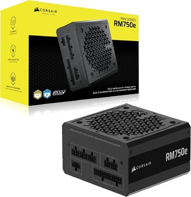 Блок живлення Corsair RM750e (2025) 750W, повністю модульний, ATX 3.1, PCIe 5.1, 12V-2x6, Cybenetics Gold, низький рівень шуму, чорний