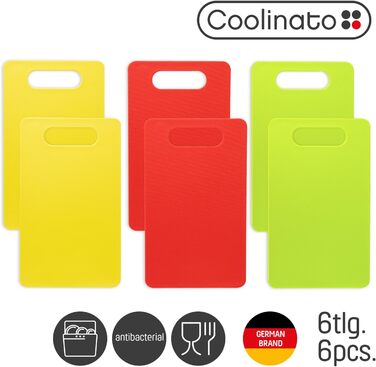 Набір кухонних дощок Coolinato з пластику сірого кольору (3 шт.) S/M/L - антибактеріальні, з жолобком для соку, неслизькі кутики та ручки. 3 розміри для гігієнічного розділення. Можна мити в посудомийній машині.