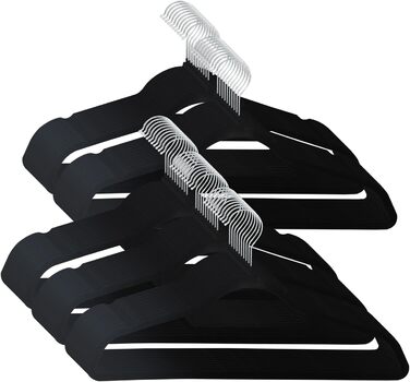 Вішалки для одягу SVITA: Набір 50 шт. для костюмів та суконь, чорні, з оксамитовим покриттям, економія місця, антиковзаючі