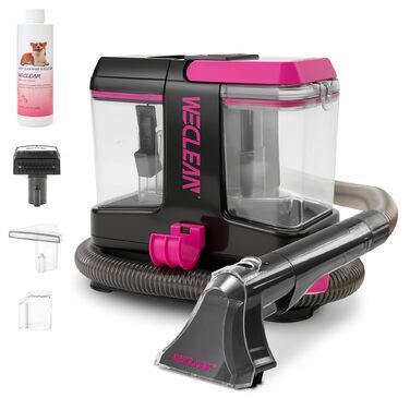 WECLEAN Миючий пилосос для килимів та м'яких меблів, портативний, 350W, двобаковий, чорний та рожевий