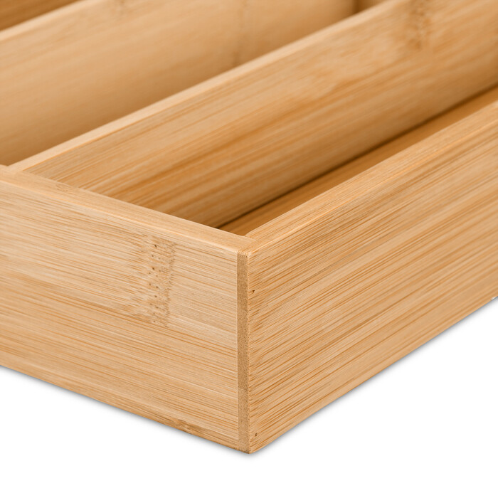 Relaxdays Bamboo Cutlery Box with 6 Compartments
