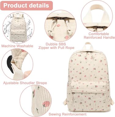 BTOOP Рюкзак унісекс 0122 (1 шт.) 17' (M, квітковий корд-полуниця)