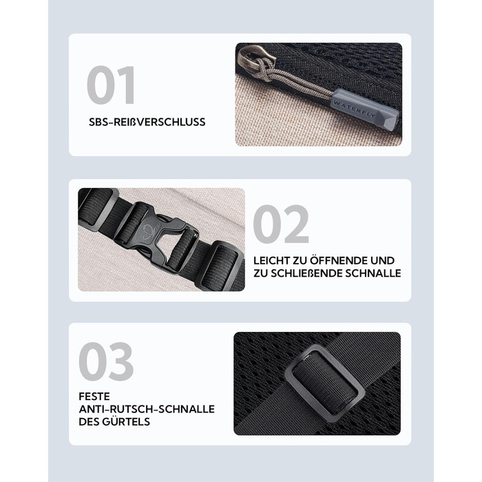 Водонепроникна поясна сумка Waterfly: чоловіча/жіноча, для спорту, подорожей, прогулянок з собакою. Beige