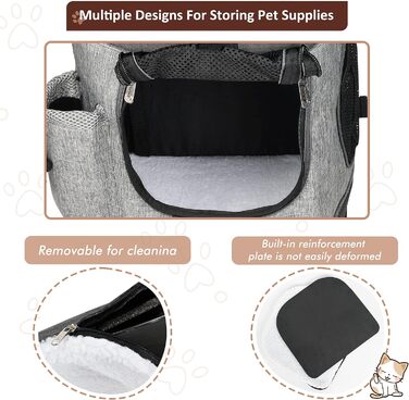 Рюкзак для тварин Kritter Planet з сітчастими вікнами, дихаючий та складаний мішок для собак та котів, знімний внутрішній килимок для тварин, для походів, велосипедів, активного відпочинку, 7 кг цуценят (Чорний)