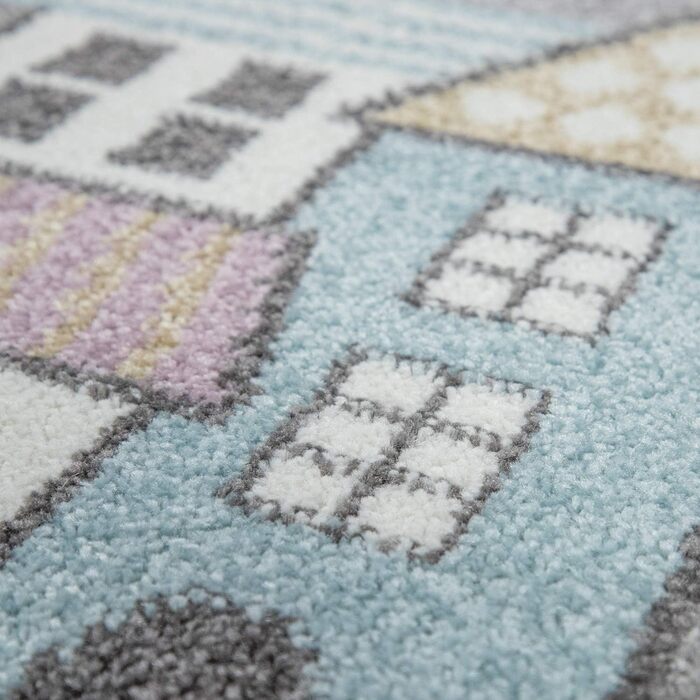 Paco Home Kids' Rug with Street Motif, Play Rug for Children's Room, in Green Grey, Size: 200x280 cm 200x280 cm Green