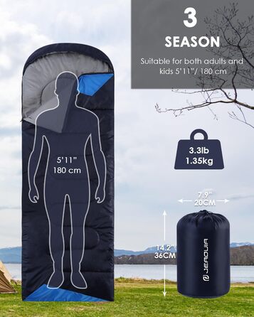 Lightweight Waterproof Sleeping Bag for Adults - Cold Weather Sleeping Bag for Camping, Hiking, and Outdoor Travel | Compression Bag Included