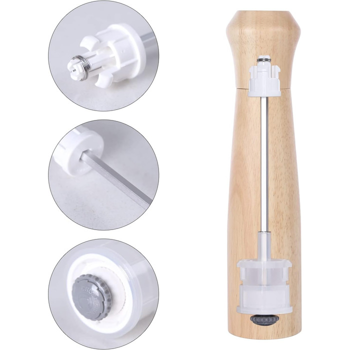 Набір дерев'яних мельниць для солі та перцю KKC з регульованим керамічним механізмом, 10 дюймів (гума)