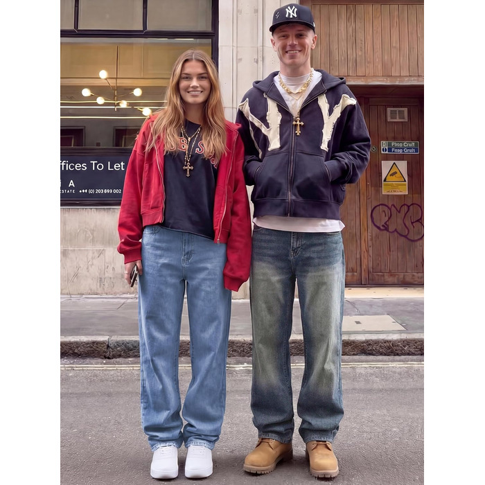 Чоловічі джинси Baggy JMIERR широкого крою, стрейч, вінтаж Y2K, сірі (M)