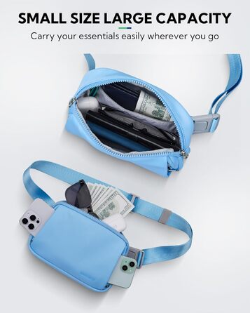 WATERFLY Поясна сумка на пояс для чоловіків та жінок: Стильна нагрудна сумка для спорту та моди, через плече, водонепроникна, маленька сумка на стегно для активного відпочинку, подорожей, походів, фестивалів (Світло-блакитна)