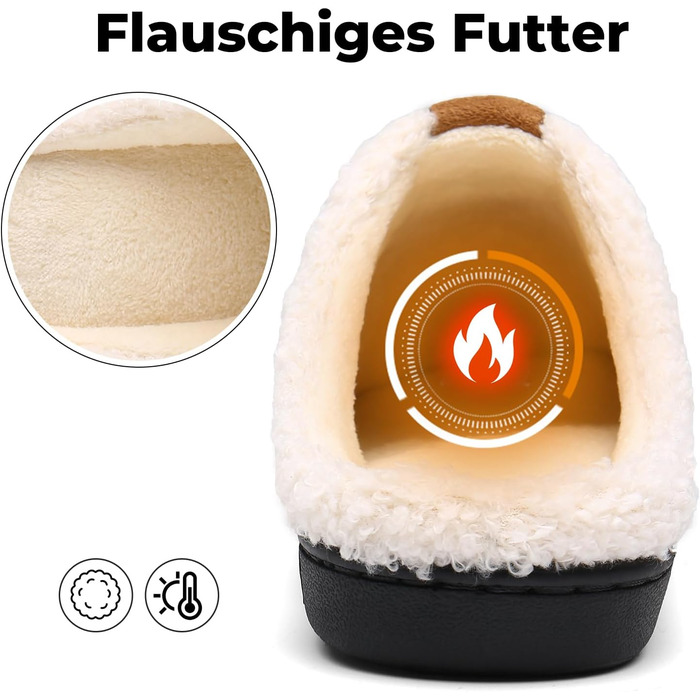 Тапочки зимові Mishansha для чоловіків та жінок, утеплені, з пам'яттю, з плюшем, 42/43 EU, чорні