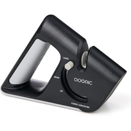 Точилка для ножів Adoric з 3 ступенів, вольфрамовий сталь, діамант, кераміка. Чорний колір