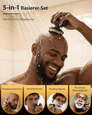 Машинка для стрижки волосся чоловіча електрична 5-в-1 Titan (Gold) IPX7, USB-C, LED-дисплей