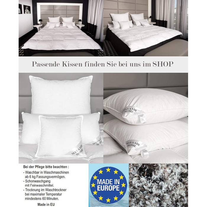 Ковдра з пуху Mayaadi Home 135x200 см, 2000 г, 70% гусиний пух, 30% перо, 100% бавовна, антиалергенна, вироблено в Європі