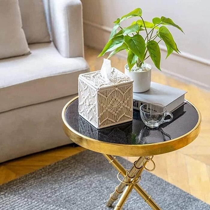 XIAOJUN Tissue Box, Blanket, Boho, Square, Paper, with Pearl Clasp, Macrame, Napkins, Tissues, Organizer for Home
