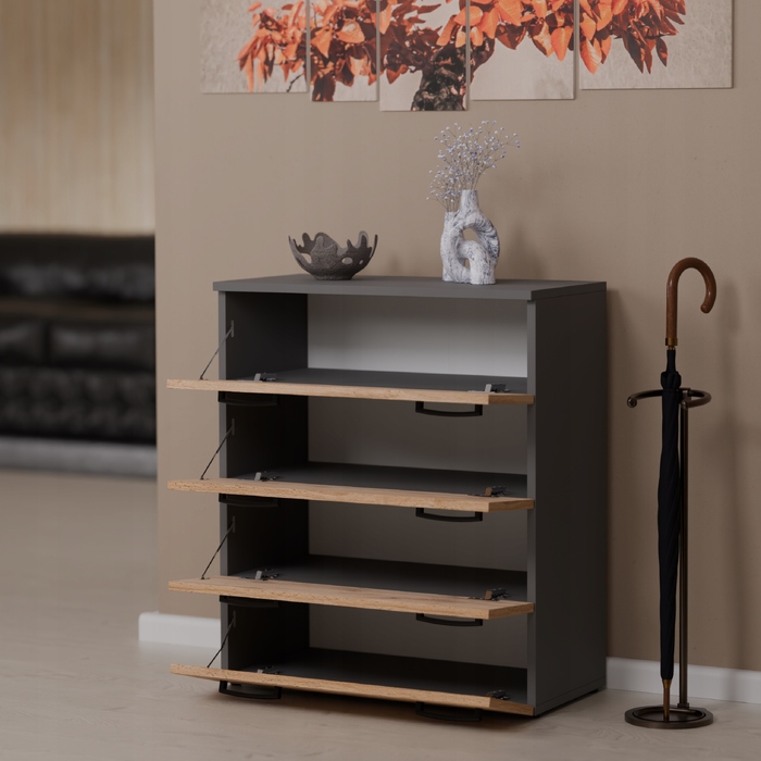 Шафа для взуття Stiv-Meble, 71,2 x 82,9 x 35 см, антрацит, дуб вотан