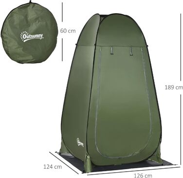 Outsunny Pop-Up Camping Shower Tent & Toilet Privacy Shelter with Carry Bag - Portable Outdoor Changing Room & Shelter - 126x124x189cm