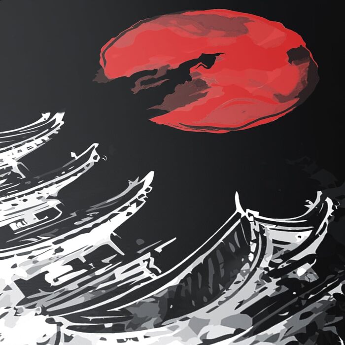 Килимок для миші Titanwolf XXXL 1200x600mm з мотивом Японського живопису (чорний)