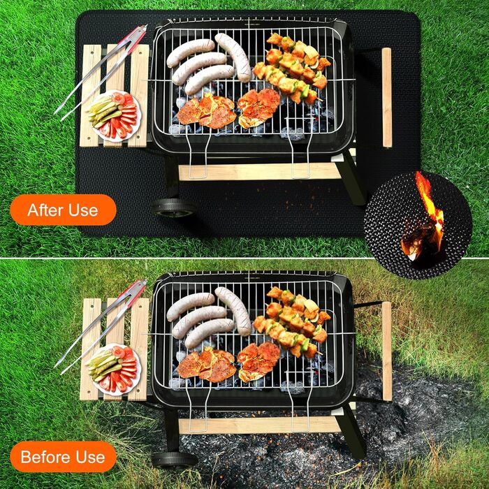 Вогнетривкий килимок підкладка 100х150 см зі скловолокна та силікону для гриля, каміна та барбекю, захисна підстилка для підлоги та газону