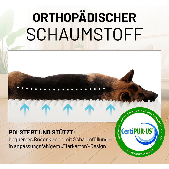 Ортопедичне ліжко для собак Lumaland з корду | зручне собаче ліжко-софа 70x60 см - для маленьких собак | неслизьке дно | знімний, пральний чохол | ліжко-кошик з Memory Foam
