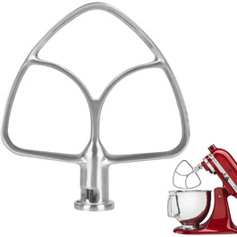 Плоска насадка-збивач з нержавіючої сталі для міксера KitchenAid 4.5-5 л з відкидною головкою і підйомною чашею, для тіста, випічки, макаронів, можна мити в посудомийній машині