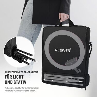 NEEWER Комплект кільцевого світла для фото та відео: 48 см, 52 Вт, регульоване LED світло, штатив, Bluetooth, рожевий (RP18B Pro)