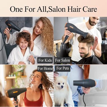 Професійний фен лоеvely рожевий 2400W з іонізацією та AC мотором, з насадкою-дифузором, 3 режими нагріву та 2 швидкості, для дому та салону