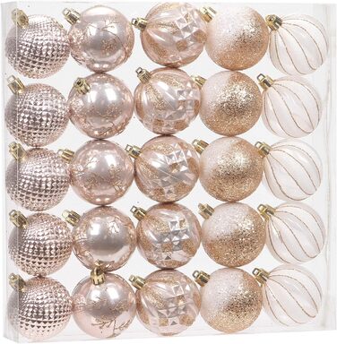 Елегантний новорічний декор Sea Team: набір прикрас на ялинку (60 мм, рожеве золото)