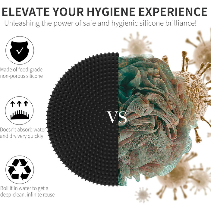 Силіконова щітка для тіла BEAUTAIL, м'яка пілінг-щітка для тіла, для жінок та чоловіків, чутлива шкіра, чорна