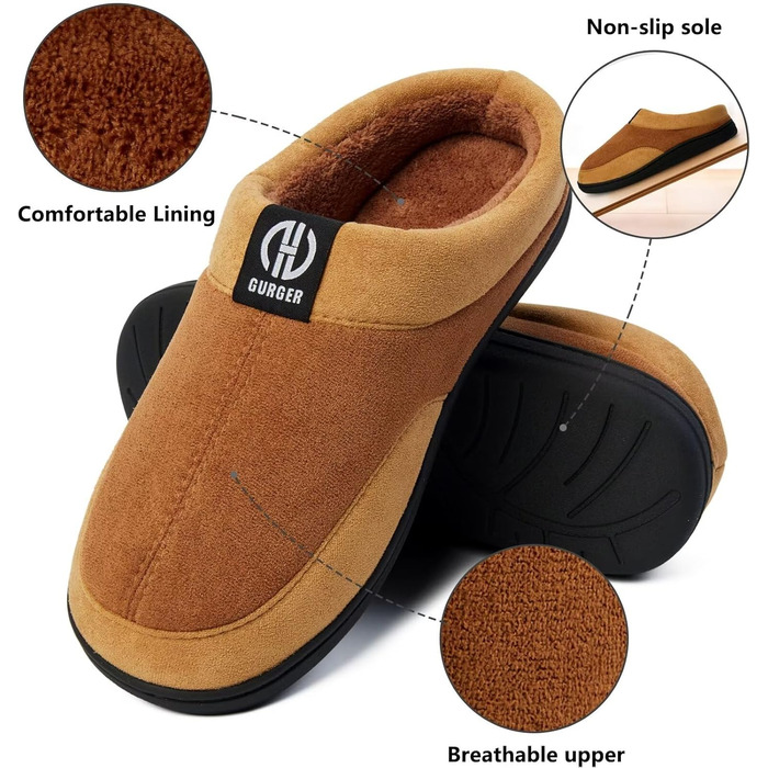 Чоловічі халапи GURGER з піною Memory Foam, антиковзаючі, для дому та вулиці, розмір 40-51, зелені (40/41 EU, коричневі)