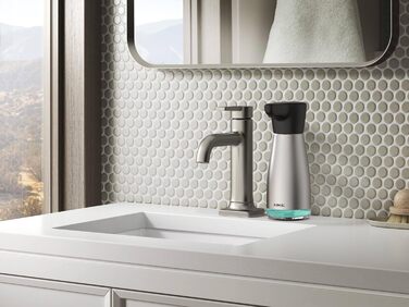 AIKE Automatic Soap Dispenser, Stainless Steel, 420 ml Rechargeable Soap Dispenser with USB Magnetic Connector, Soap Dispenser for Kitchen and Bathroom, IPX7 Waterproof