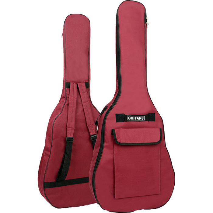 Водонепроникний гіга-кейс SUQ для гітари Oxford, 40/41 дюймів, музичний принт, нейлон, для електро-, акустичної та концертної гітари, стійкий до ударів, 8 мм підкладка, водонепроникний (червоний)
