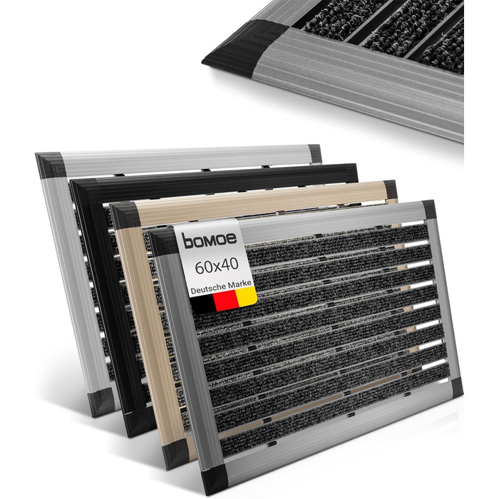 Придверний килимок AluGant з алюмінію для вулиці 40x60 см, синьо-сірий металік, стійкий скребок для взуття